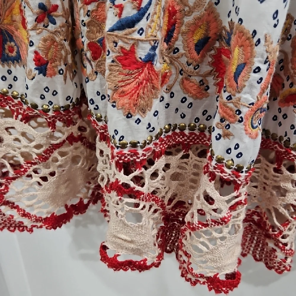 Bohme Embroidered Tiered Dress With Lace